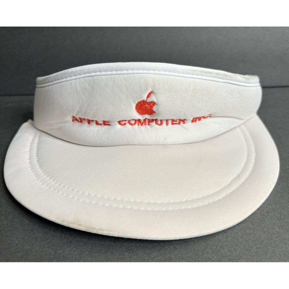 Apple Computer Inc Sun Visor Red Logo White Hat Adjustable Strap Nissin READ